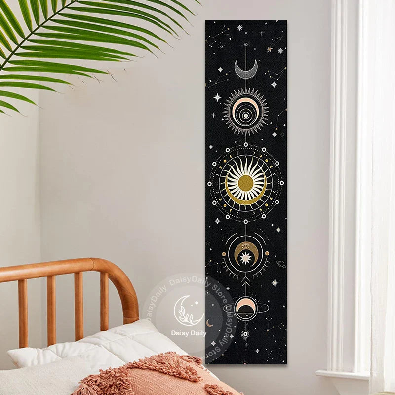 Moon Phase Starry Sky Tapestry Wall Hanging for Mystical Home Decor by Afralia™