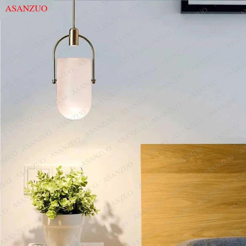 Afralia™ Gradient Glass Pendant Light: Modern Nordic Hanging Fixture for Bedside Living Dining Decor