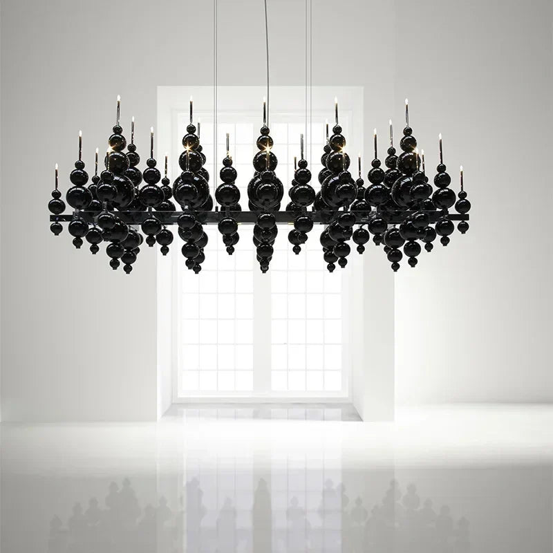 Afralia™ Moon Tears Black Chandelier for Luxury Living Room, Restaurant, Large Dining Table
