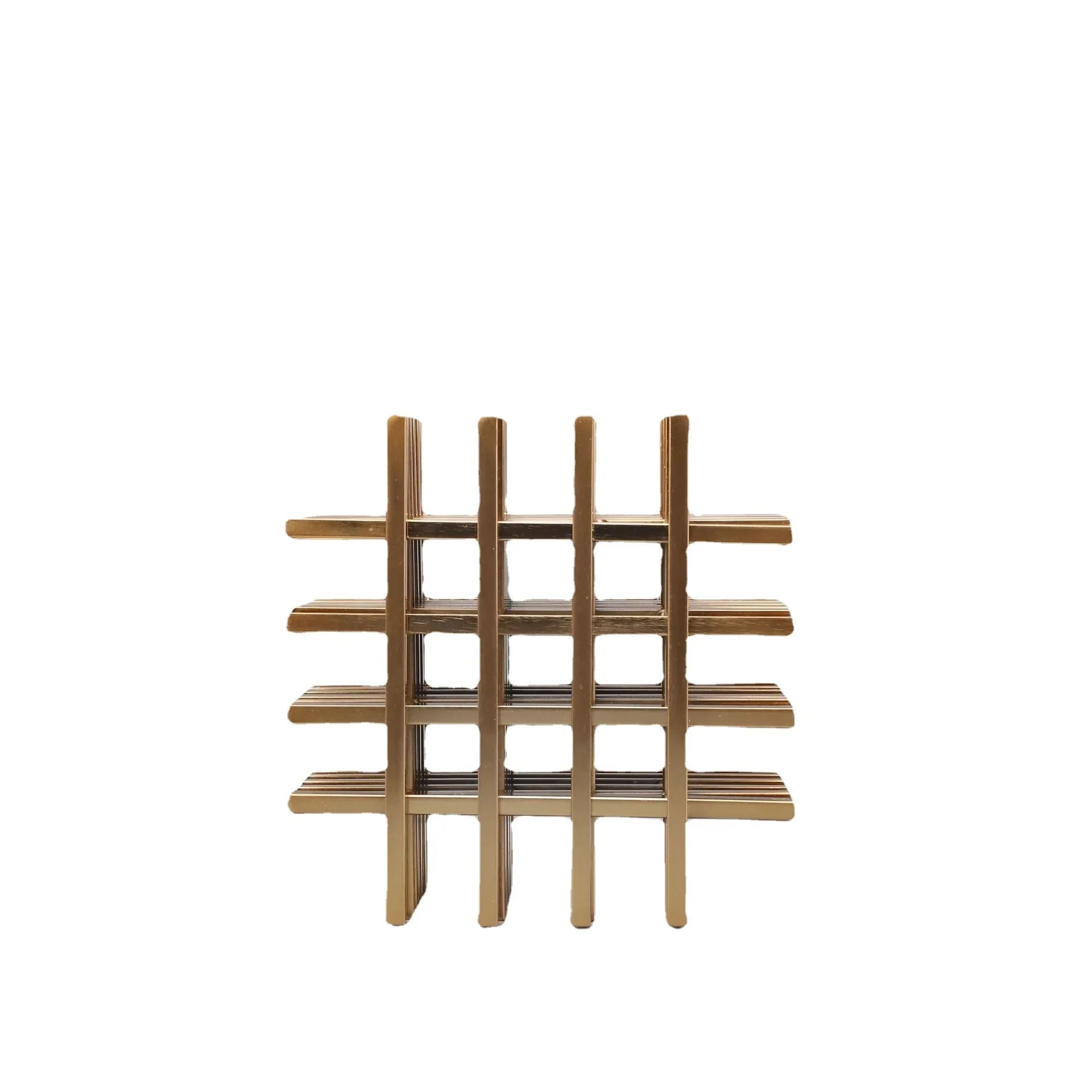 Afralia™ Geometric Block Metal Sculpture Abstract Square Decor Figurines, Home Decor Accessories