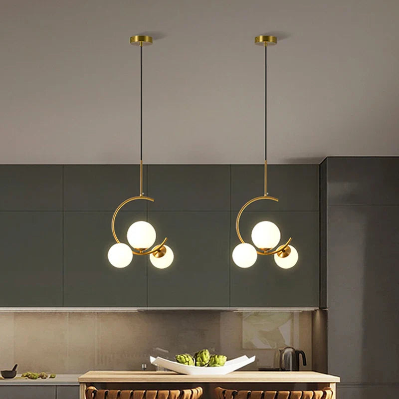 Afralia™ Glass Ball LED Chandelier for Dining Room, Kitchen, Bedroom, Bar