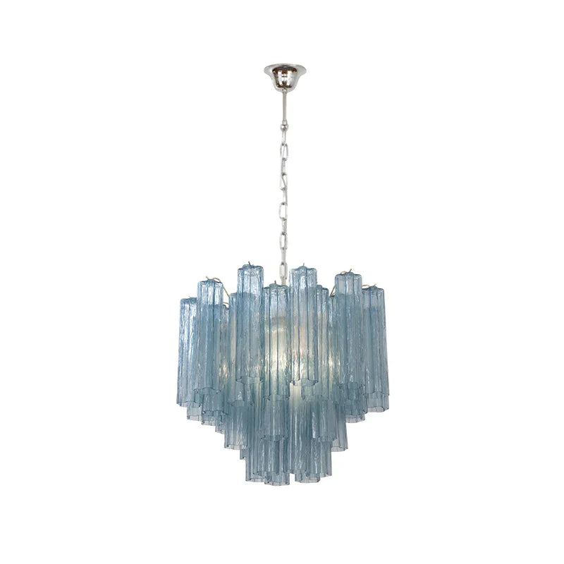 Afralia™ Glass Column Chandelier: Trendy French Design in Blue Pink Green for Dining Room.