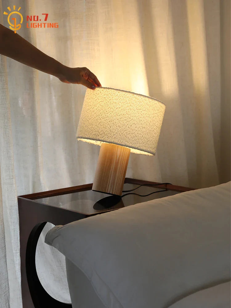 Afralia™ Solid Wood LED Table Lamp Modern Indoor Lighting for Living Room Bedroom
