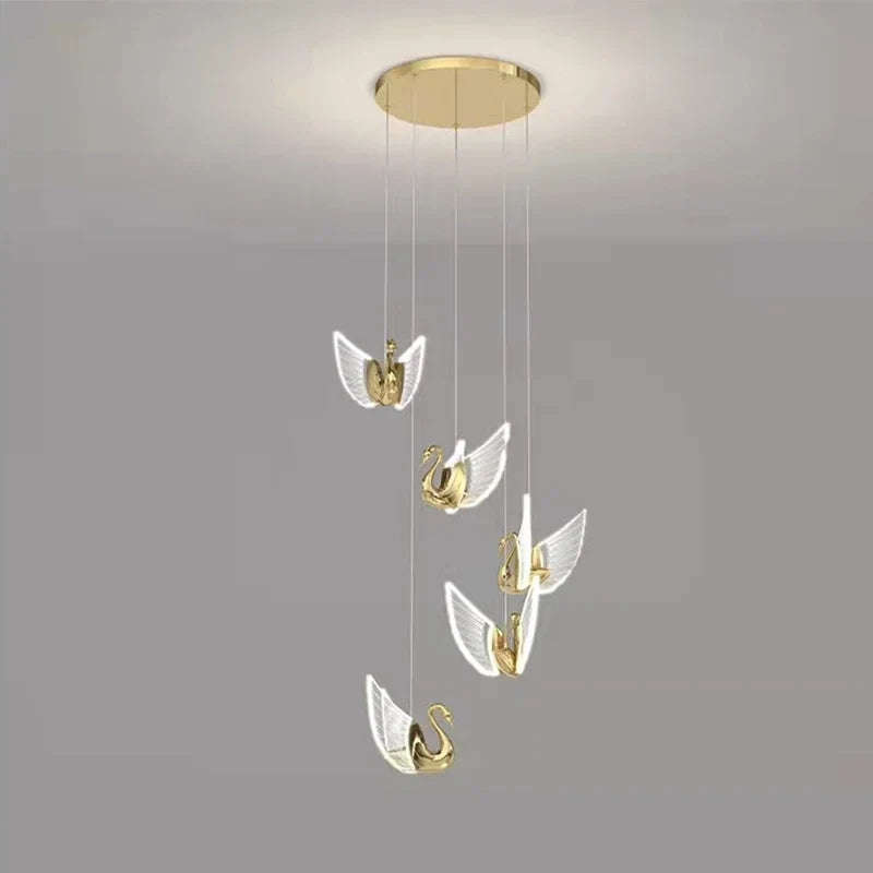 Afralia™ Swan Pendant Lights: Luxury Nordic Design for Staircase, Bar, and Bedside Lighting