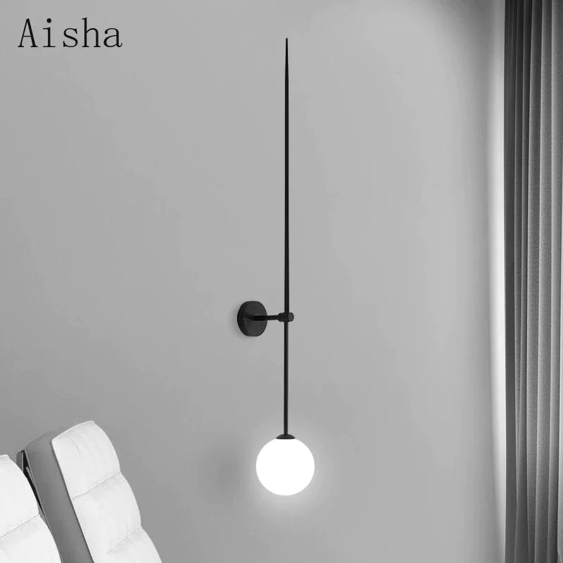 Afralia™ Minimalist LED Wall Lamps, Gold/Black, Modern Line Design for Bedroom, Living Room