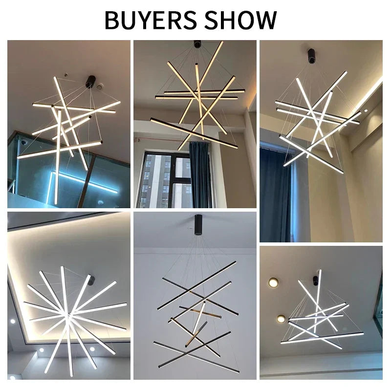 Afralia™ Modern Duplex Stair Chandelier Lights: Creative LED Line Lamps for Empty Living Room