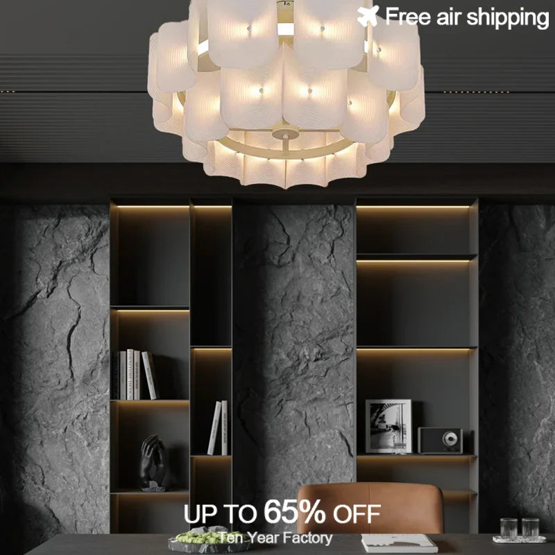 Afralia™ White Acrylic LED Ceiling Chandelier for Bedroom Living Room Hotel Lobby