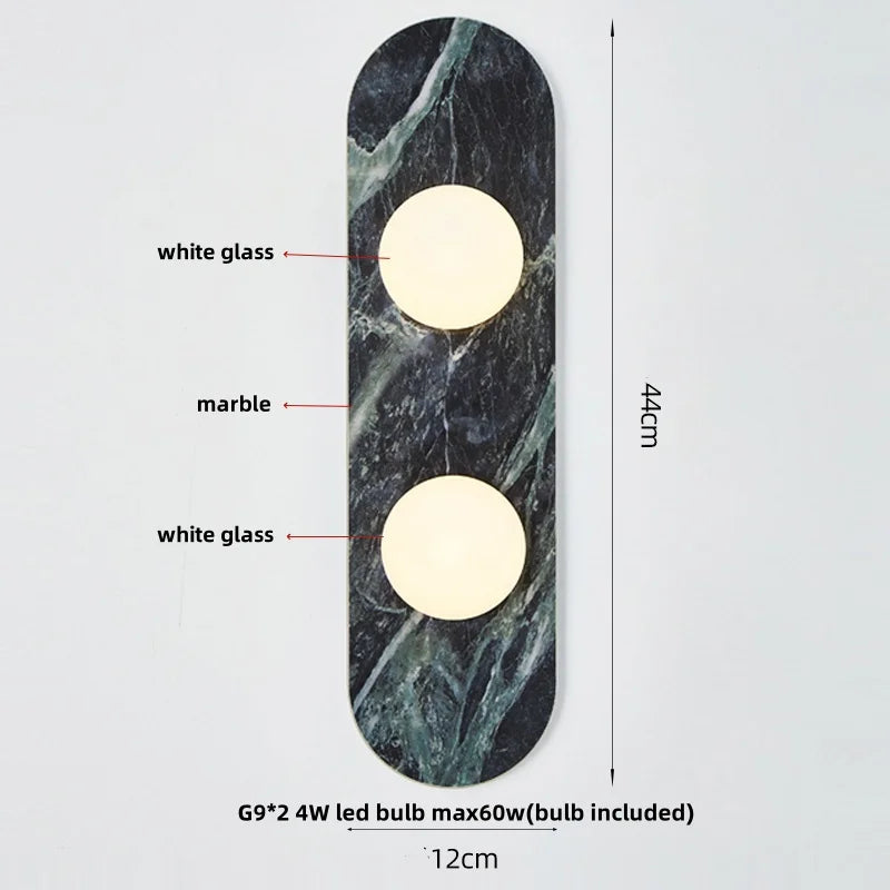 Afralia™ Luxury Stone LED Wall Lights White Glass Ball Wabi Sabi Wall Lamp