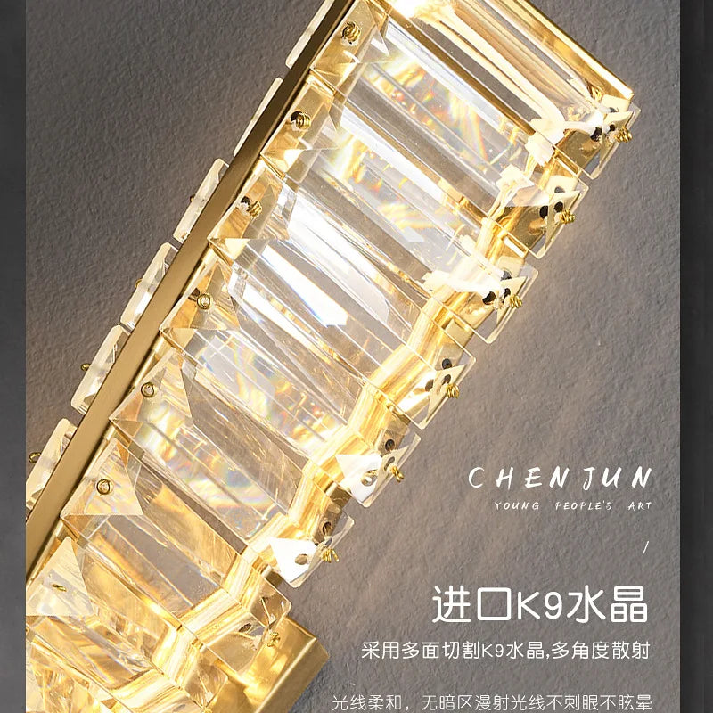 Afralia™ Crystal Gold Wall Lamp Dimmable Steel Sconces Luxury Indoor Light Fixture