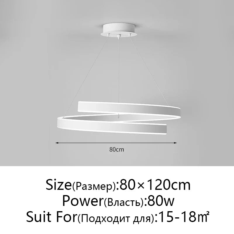 Afralia™ Round Spiral Chandelier in Black/White For Living Dining Kitchen Room Lighting Fixtures