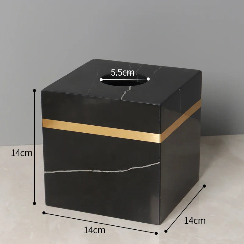 Afralia™ Marble Napkin Tissue Box Holder | Luxury Bathroom Accessories Set