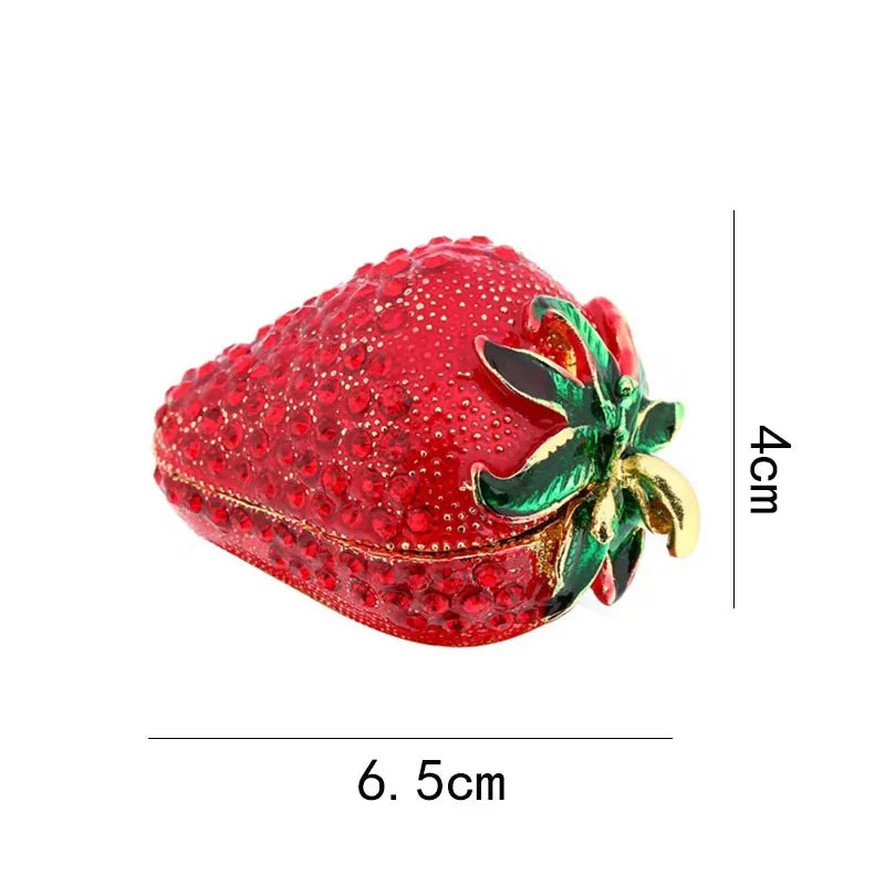 Afralia™ Metal Strawberry Jewelry Trinket Box for Earrings & Rings: Miniatures, Souvenirs, DIY Crafts