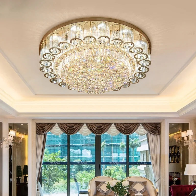 Afralia™ Crystal Led Ceiling Light Elegant European Style Minimalist Living Room Bedroom Lighting