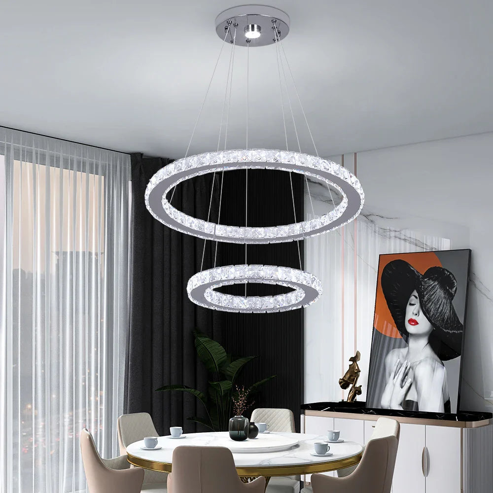 Afralia™ Crystal LED Pendant Chandelier, Modern Nordic Ceiling Lamp for Living and Dining Room