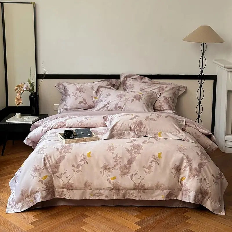 Afralia™ Vintage Rose Flowers Bedding Set, 1000TC Egyptian Cotton, 4Pcs