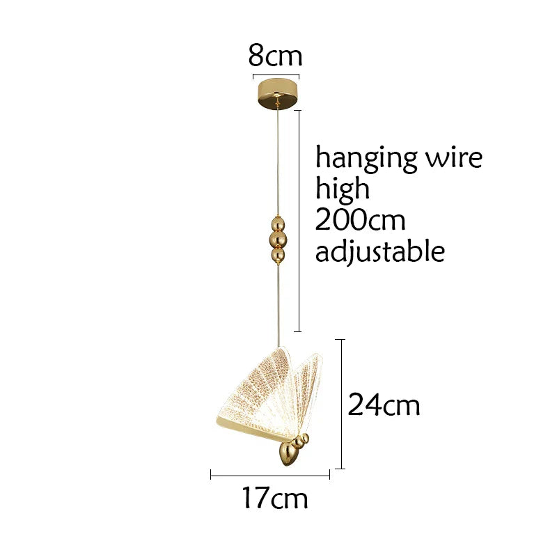 Afralia™ Gold Butterfly LED Acrylic Pendant Light for Living Room Ceiling