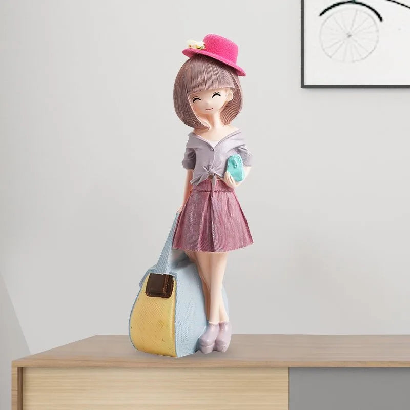 Afralia™ Modern Girl Statue | Home Decoration Figurine for Desktop, Bookcase, Coffee Table Sculpture