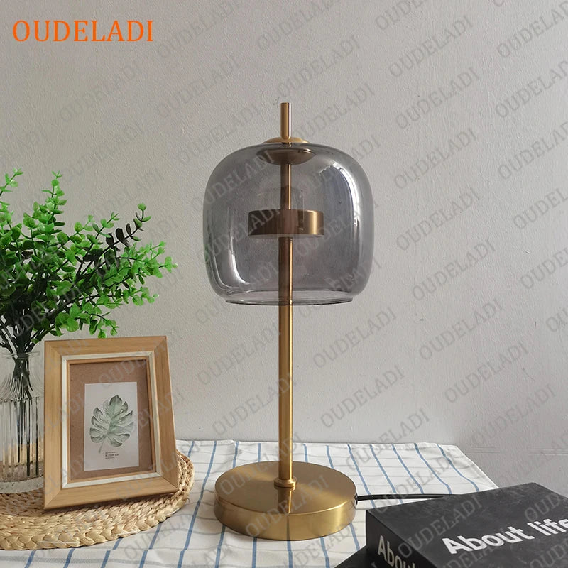 Afralia™ Gold Glass LED Desk Lamp for Modern Luxury Home Decor