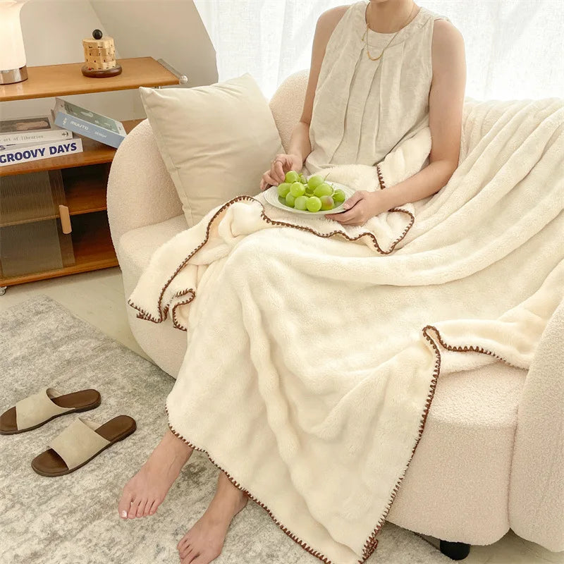 Afralia™ Bubble Velvet Woolen Sofa Blanket - Soft & Warm Multi-Purpose Cover