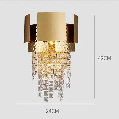 Afralia™ Golden Crystal Stainless Steel Pendant Light for Stylish Foyer