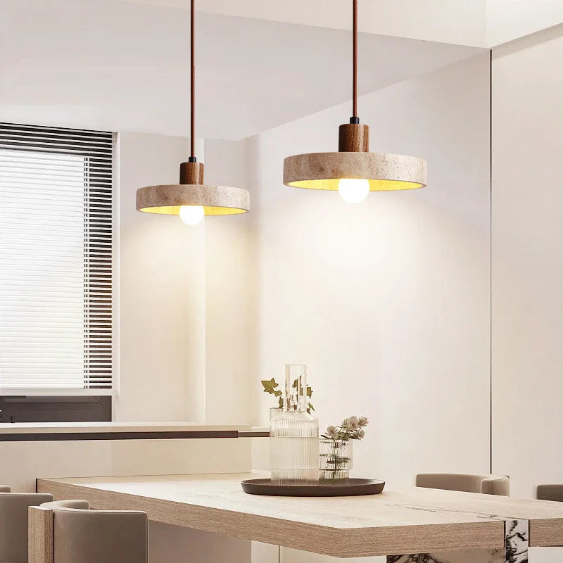 Afralia™ Travertine Pendant Light: Modern E27 Hanging Lamp for Kitchen, Living, Dining, Bedroom