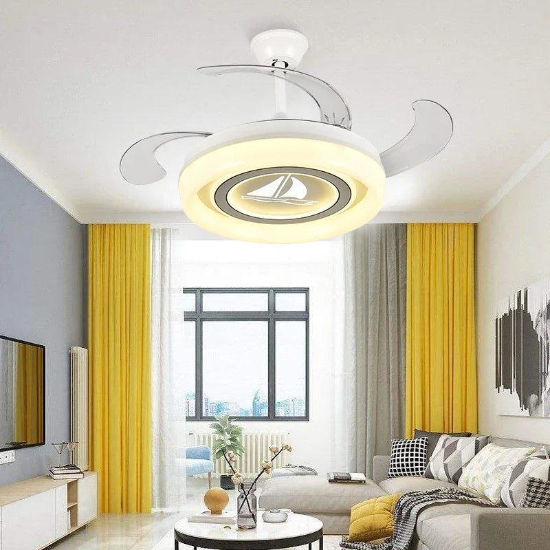 Afralia™ Modern Minimalist LED Ceiling Fan Light with Remote Control