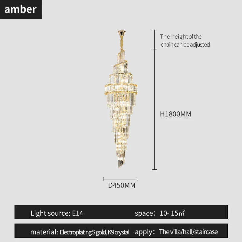 Afralia™ K9 Deluxe Crystal Pendant Chandelier: Dazzling LED Ceiling Light for Modern Elegance