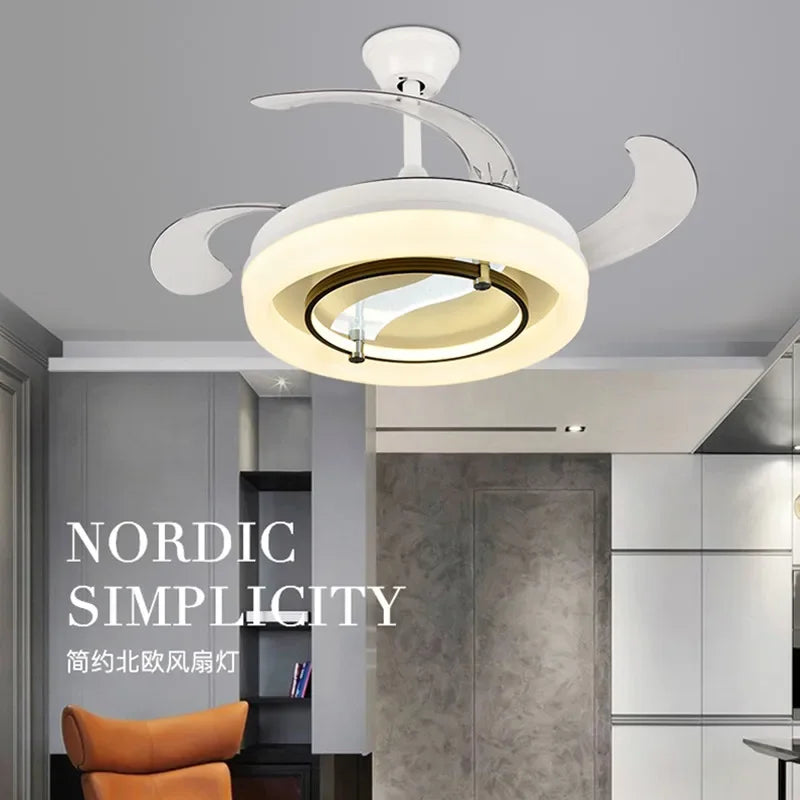 Afralia™ 42" Bladeless Ceiling Fan Chandelier with Remote & Retractable Blades
