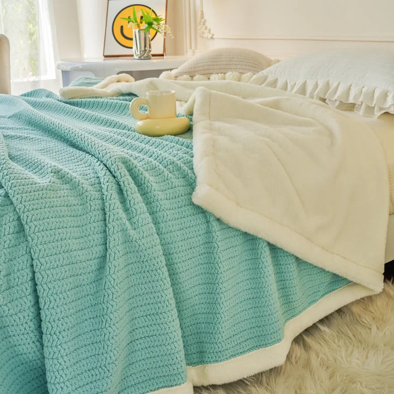 Afralia™ Cozy Faux Rabbit Fur Blanket, Soft Fluffy Quilt for Single, Anti-Static Warm Throw