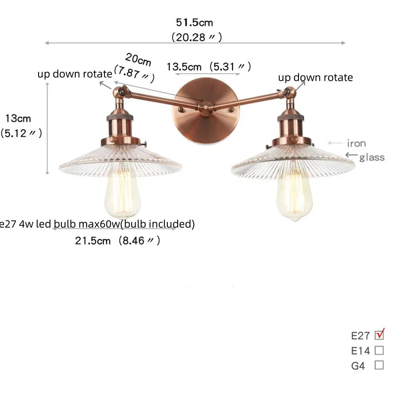 Afralia™ Industrial Vintage Loft 2-Light Plug In LED Wall Lamp