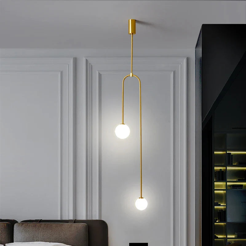 Afralia™ Nordic Glass Ball Pendant Light Brass Luminaire