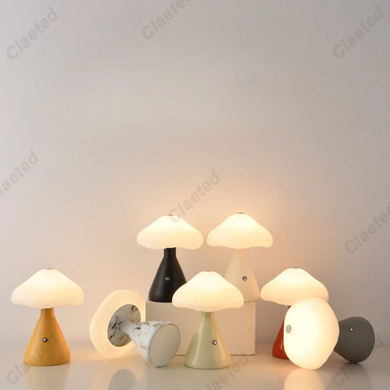 Afralia™ LED Mushroom Night Light Touch Switch Bedside Lamp Kid's Room Decor