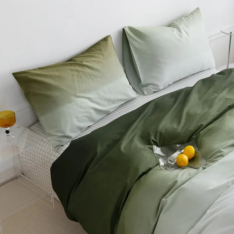 Afralia™ Soft Gradient Print Bedding Set for Student Dorm Home - Nordic Style Sleep Naked Bedclothes