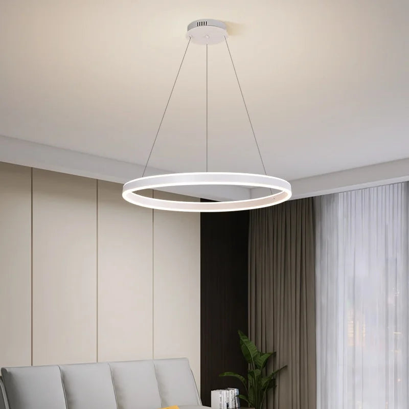 Afralia™ Circle Pendant Chandelier Dimmable LED Lights for Modern Living Room