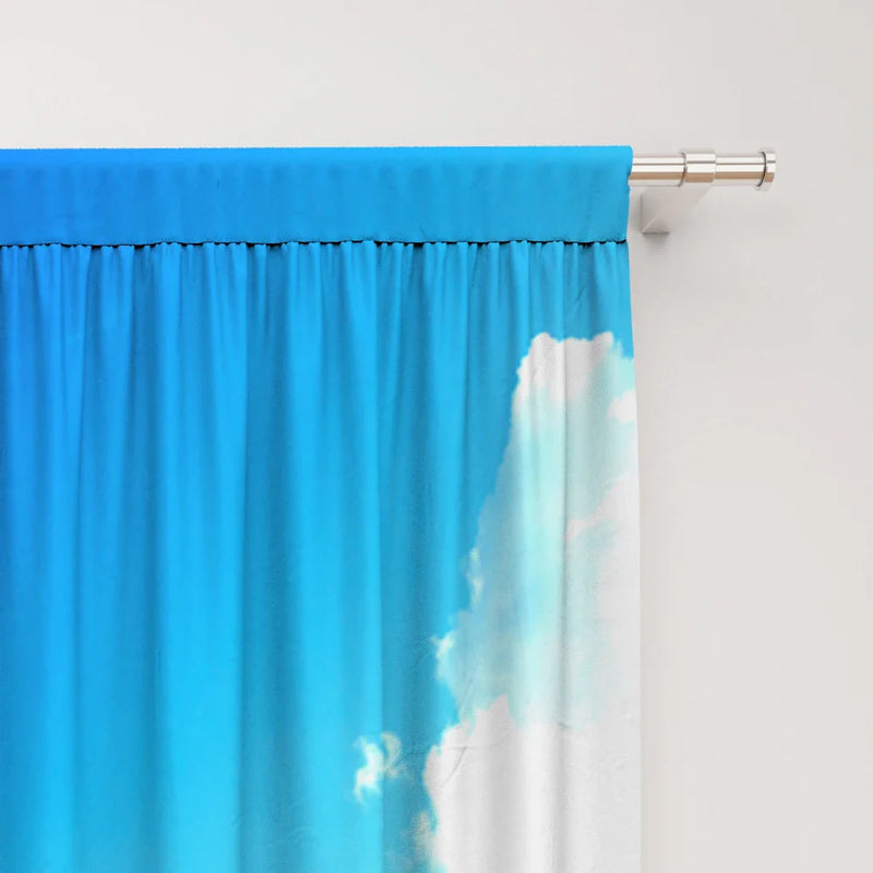 Afralia™ Waterfall Beach Scenery Printed Curtains for Kitchen, Coffee Shop & Living Room