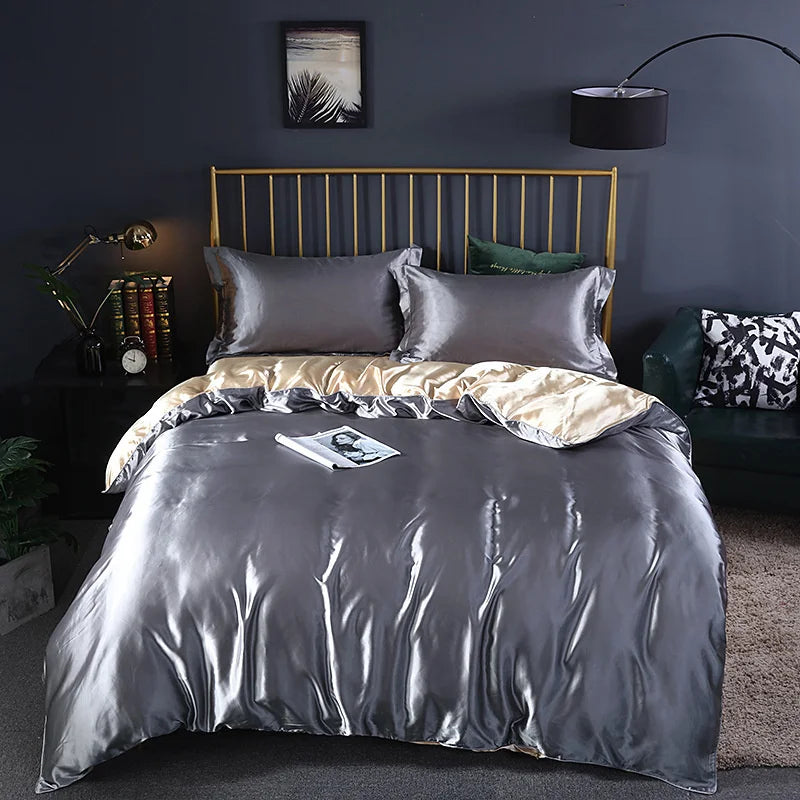 Afralia™ King Size Silk-Blend Duvet Cover Set with Pillowcases