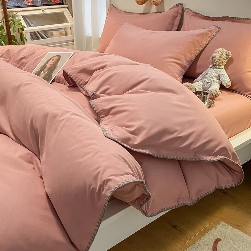 Afralia™ Cozy Shell Edges Bedding Set: Soft Duvet & Fitted Sheet for Autumn/Winter