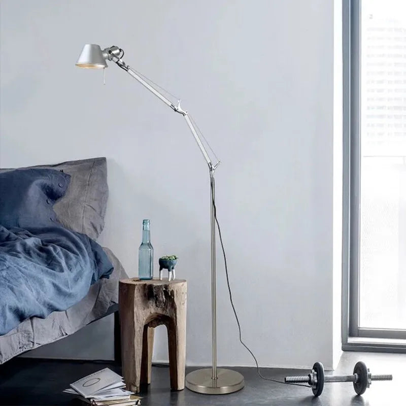 Afralia™ Silver Retro LED Floor Lamp - Adjustable Nordic Designer Floor Light