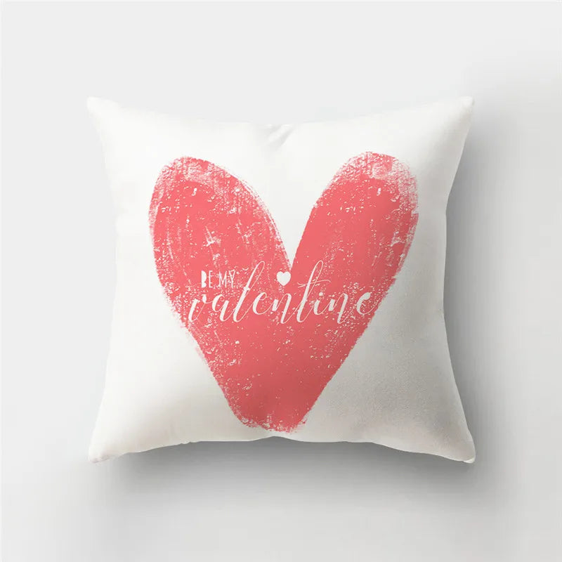 Afralia™ Love Heart Print Pillow Covers 45x45cm Home Decor Sofa Cushion Case