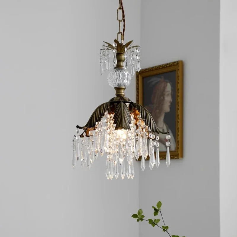 Afralia™ French Countryside Brass Pendant Light Chandelier for Bedside, Hallway, Wardrobe