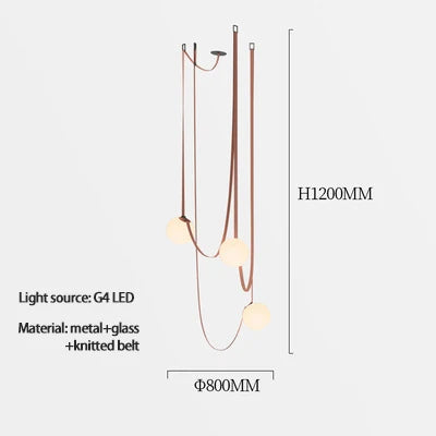 Afralia™ Nordic Leather Glass LED Pendant Lamp for Dining Living Room Bedroom Lighting