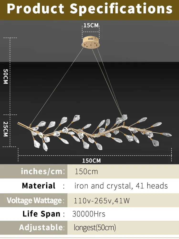 Afralia™ LED Crystal Pendant Ceiling Lamps for Dining Living Room Bedroom Bar Indoor Decor