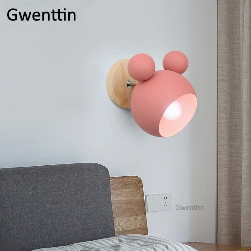 Afralia™ Cartoon Mouse Wall Lamp | Nordic LED Sconce for Kids' Room & Bedroom