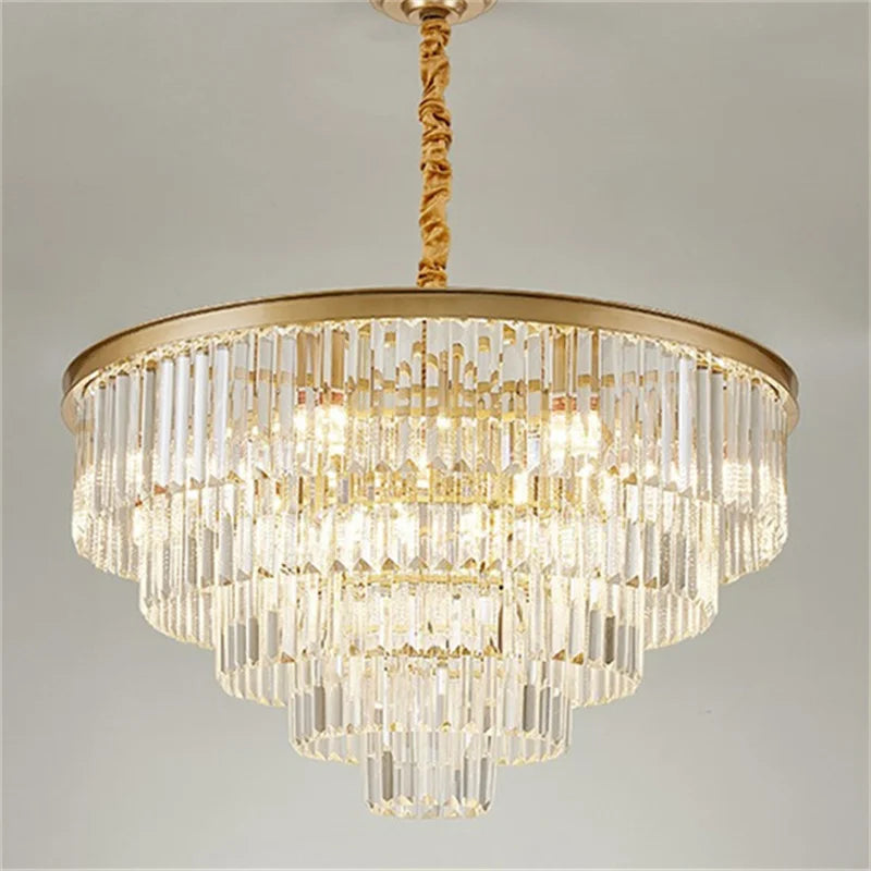 Afralia™ Luxury Crystal Chandeliers for Living Hotel Lobby Restaurant Black Round Square Pendant LED Lighting