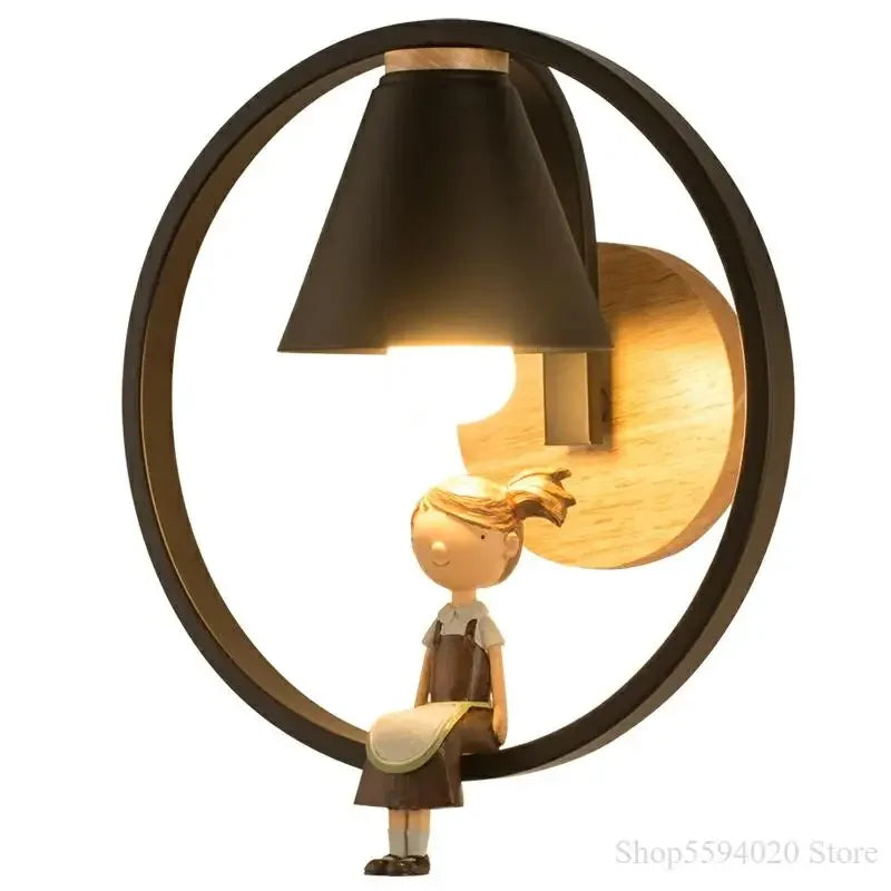 Afralia™ Birdie Wall Lamp: Modern Nordic Wood Bedroom Light