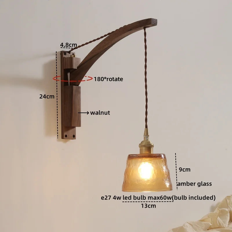 Afralia™ Nordic LED Wall Sconce Walnut Copper Stair Light Fixtures