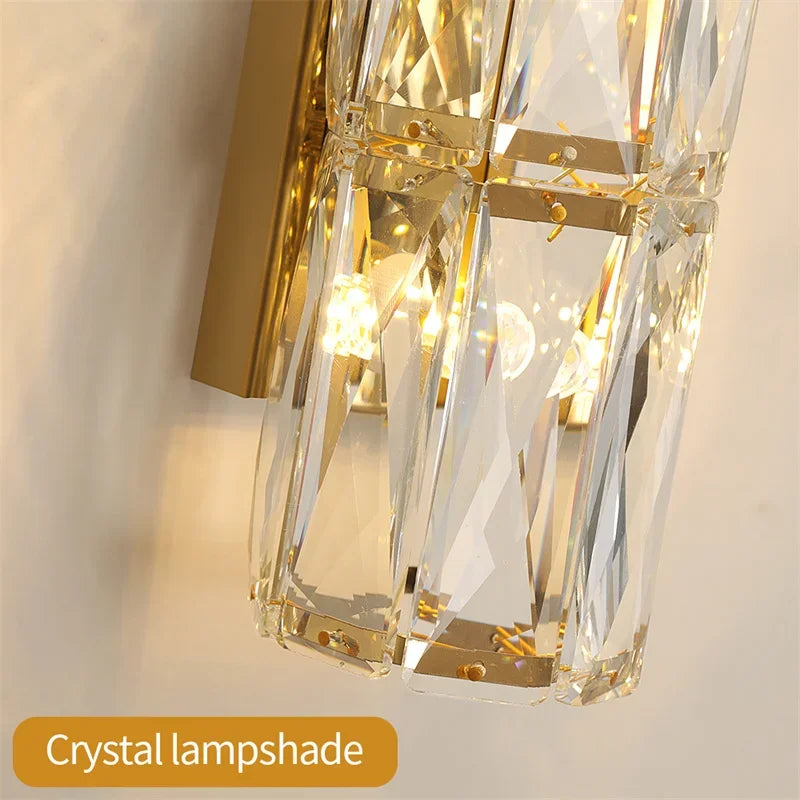 Afralia™ Modern Luxury Crystal Wall Sconce LED Light for Home Decor