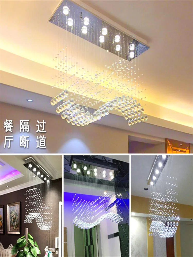 Afralia™ Modern LED Crystal Chandelier Light for Living Room and Office