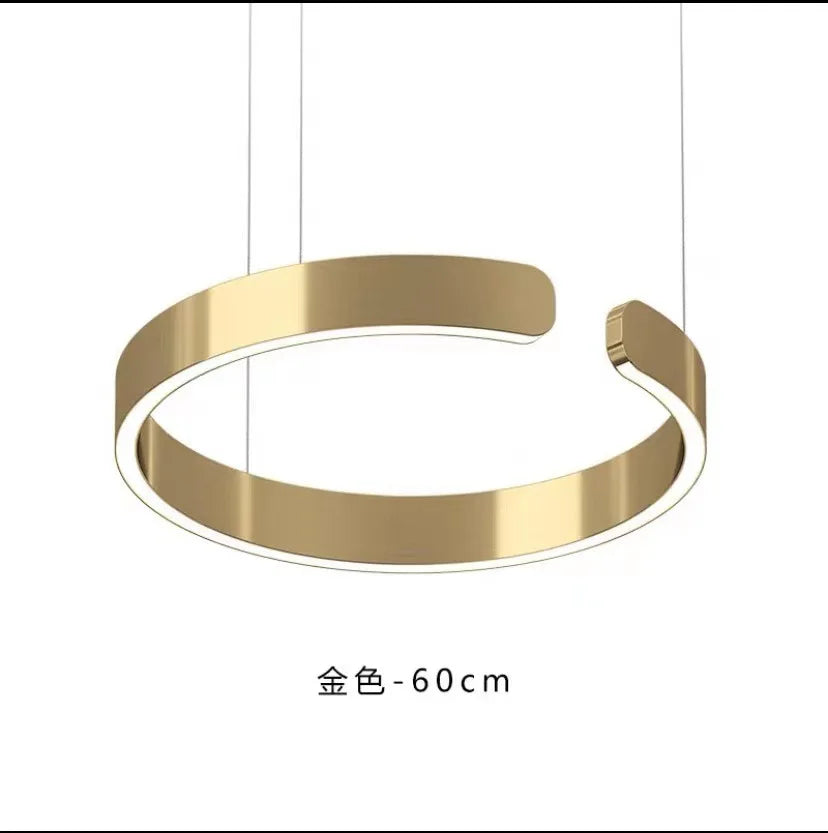 Afralia™ Rose Gold C-Shaped Pendant Light for Luxury Home Dining Room Hall