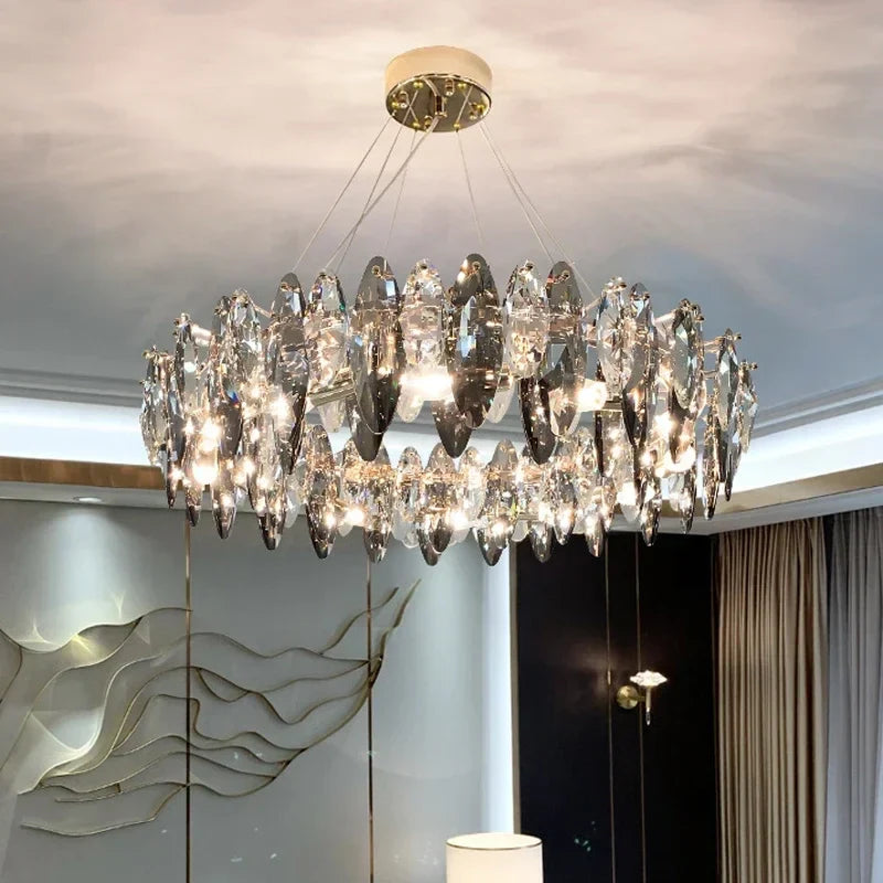 Afralia™ Crystal Ceiling Chandelier LED Modern Luxury Lighting for Living Dining Bedroom